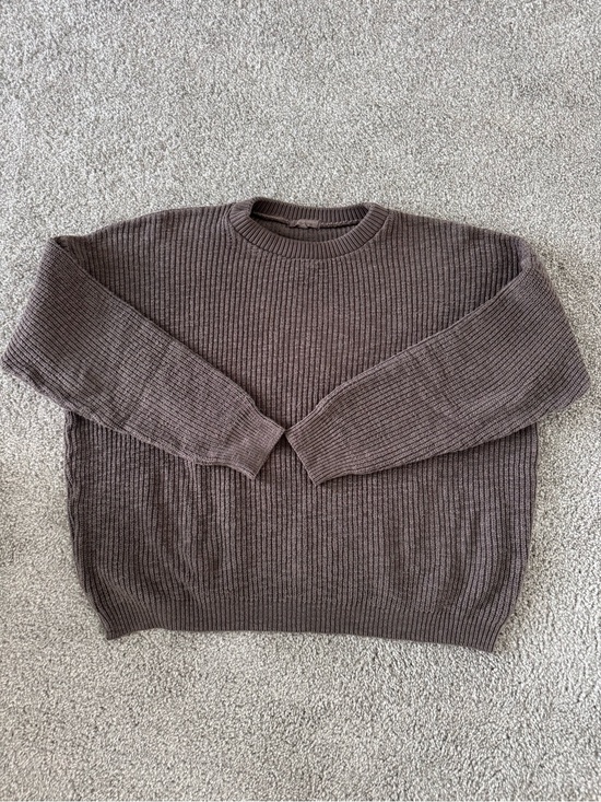 It Is Well L.A. Sweaters - Women's Crewneck Ribbed Sweater in Chocolate Brown